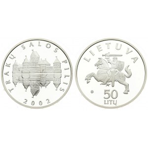 Lithuania 50 Litų 2002 Trakai Island Castle. Averse: Republic of Lithuania coat of arms. Reverse: Trakai Island Castle...