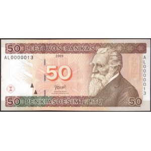 Lithuania 50 Litu 2003 Banknote P#67 № AL0000013