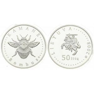 Lithuania 50 Litų 2008 Lithuania Nature. Averse: National Arms. Reverse: Bee. Silver. KM 159