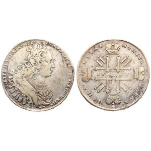 Russia 1 Rouble 1727 'Moscow type'. Peter II (1727-1729). Averse: Laureate bust right. Reverse...