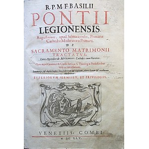 [PONCE de LEON BASILIO]. R. P. M. F. Basilii Pontii. Legionensis, Augustiniani, apud Salmaticenfes...