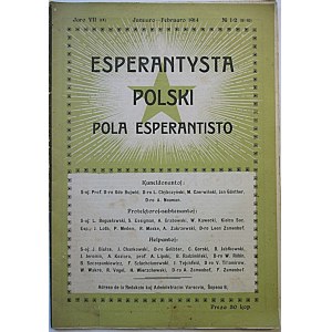 ESPERANTYSTA POLSKI. W-wa, Januaro - Februaro 1914. Rok (Jaro) VII (IX). Nr 1 - 2 (81 - 82). Format 17/25 cm...