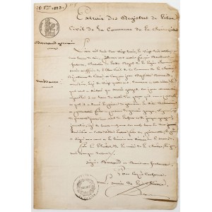 WYCIĄG Z REJESTRU AKT MIEJSKICH LA CHÂTRE, 1823