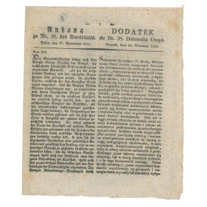 Poznań, 20 IX 1831. Dokument zawiera pismo króla Fryderyka Wilhelma III o ekonomicznych skutkach cho ...