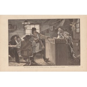 CARPATES. Shepherds in a Jewish inn, according to S. Grocholski (1858-1932), 1884, wood. colo ...