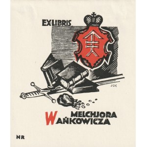 WARSZAWA, KRESY. Stanisław Ostoja Chrostowski. Exlibris Melchiora Wańkowicza, ok. 1930, drzeworyt dw ...