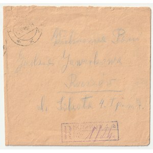 Envelope sent on May 15, 1945 from Krakow to Rzeszow, daily stamp of the post office in Krakow, stamped ...