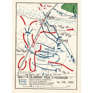 LONDYN, CYCÓW. Zestaw 2 kart pocztowych: 1) plan bitwy pod Cycowem (16 VIII 1920 r.), stoczonej prze ...