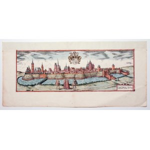 LEGNICA. Panorama miasta, pierwotnie zamieszczona na jednym arkuszu z panoramą Nysy; górny margines ...