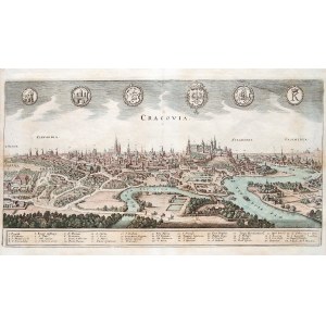 KRAKÓW. Panorama miasta; widok zamieszczony w: Gottfried, Johann Ludewig, Neuwe archontologia cosmic ...