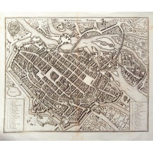 WROCŁAW. Perspektywiczny plan miasta; ryt. W. Hollar (?), plan wzorowany na oprac. Brauna/Hogenberga ...