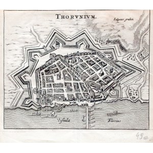 TORUŃ. Perspektywiczny plan miasta, pomniejszona wersja planu M. Meriana z 1641 r.; pochodzi z: Cell ...