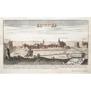 PIOTRKÓW TRYBUNALSKI. Panorama miasta; wyd. G. Bodenehr, Augsburg, ok. 1720; na dolnym marginesie op ...