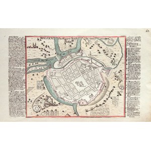 POZNAŃ. Plan miasta; ryt. i wyd. G. Bodenehr II, Augsburg, ok. 1740; na marginesach opis; miedz. kol ...