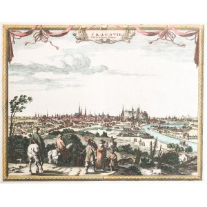 KRAKÓW. Panorama miasta ze sztafażem figuralnym na pierwszym planie; pochodzi z: La Galerie agréable ...
