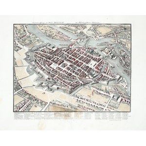 WROCŁAW. Perspektywiczny plan miasta; według rys. F.B. Wernera, ryt. J.D. Schleuen, 1741; miedz. kol ...