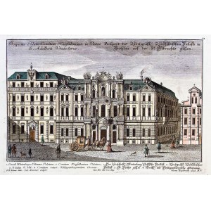 WROCŁAW. Pałac Hatzfeldtów – gmach barokowy, zniszczony podczas bombardowania miasta w 1760 r.; ryt. ...