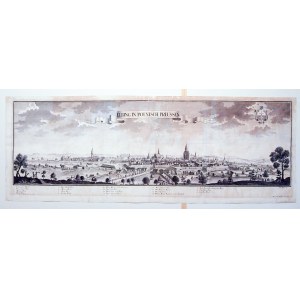 ELBLĄG. Panorama miasta; według rys. F.B. Wernera, wyd. spadkobiercy Jeremiasa Wolffa (zapewne Johan ...