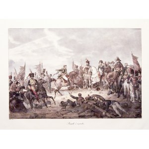 AUSTERLITZ. Scena z bitwy pod Austerlitz (2 XII 1805); rys. Adam, lit. C.E.P. Motte, st. bdb., po fa ...