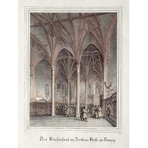 GDAŃSK. Dwór Artusa – wnętrze; wym.: 128x166 mm; Der Börsensaal im Artus-Hofe zu Danzig; ...