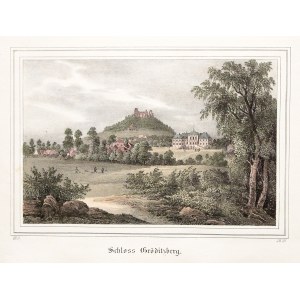 GRODZIEC. Widok na zamek i pałac; wym.: 184x120 mm; Schloss Gröditzberg; ...