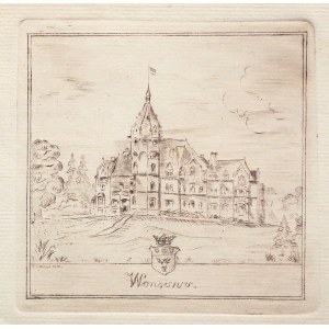 WĄSOWO. Widok na pałac Hardtów, wzniesiony w latach 1870-1872 dzięki ówczesnemu właścicielowi miejsc ...
