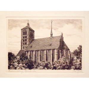 BRANIEWO. Bazylika św. Katarzyny Aleksandryjskiej; ryt. Wilhelm Pech, ok. 1900; w dole sygn. autora ...
