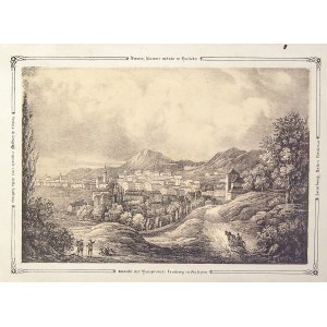 LWÓW. Panorama miasta; A. Ziegler, Wiedeń 1845; lit. tonowana, st. bdb., na górnym marginesie niewie ...