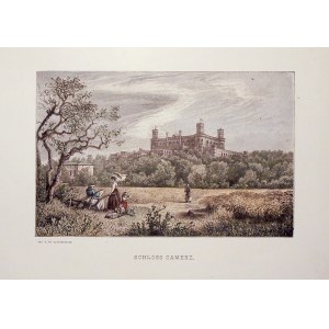 KAMIENIEC ZĄBKOWICKI. Panorama zamku; ryt. Theodor Blätterbauer, 1887; drzew. szt. kolor., st. bdb.; ...