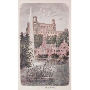KAMIENIEC ZĄBKOWICKI. Panorama zamku; ryt. Otto Spamer, 1887; drzew. szt. kolor., st. bdb.; wym.: 74 ...