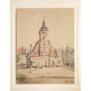 WROCŁAW. Kościół św. Krzysztofa; Bothe Rochow, 1890; akwarela, st. bdb., passe-partout; wym.: 125x16 ...