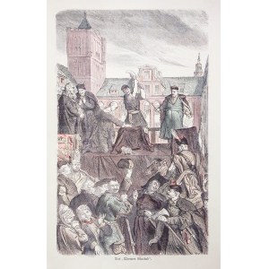 TORUŃ. Tumult toruński – scena przedstawiająca obcięcie dłoni skazanego na śmierć luteranina; rys. W ...