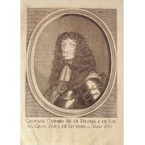 JAN KAZIMIERZ WAZA (1609-1672), król Polski w latach 1648-1668; portret w owalu, ryt. C. Meyssens, p ...