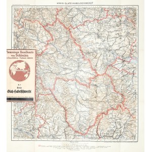 KŁODZKO, BYSTRZYCA. Mapa powiatu kłodzkiego i bystrzyckiego; pochodzi z: Flemmings Handkarte von Sch ...