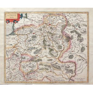 LITWA. Mapa Litwy; wyd. Gerard Mercator, opubl. po raz pierwszy w Atlantis pars altera, Duisburg 159 ...