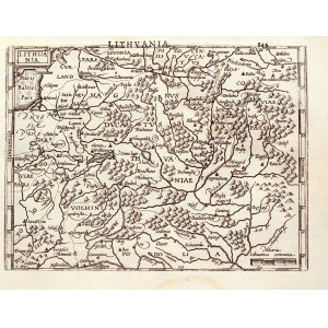 LITWA. Mapa Litwy – pomniejszona i uproszczona wersja mapy Litwy Gerarda Mercatora; pochodzi z: Atla ...