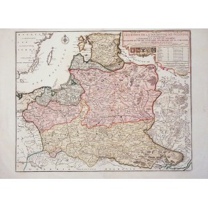 POLSKA. Mapa ziem polskich; ryt. P. Starckman, wyd. Nicolas de Fer, Paryż 1736; prawym górnym rogu r ...