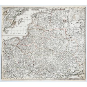 POLSKA, LITWA. Mapa Polski i Litwy, stan czwarty; ryt. i wyd. Matthäus Seutter, Augsburg, po 1741; p ...