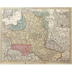 POLSKA, LITWA. Mapa Królestwa Polskiego i Wielkiego Księstwa Litewskiego; oprac. Matthäus Seutter, w ...