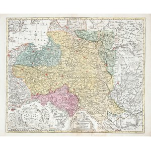 POLSKA, LITWA. Mapa Rzeczypospolitej Obojga Narodów; ryt. i wyd. Tobias Conrad Lotter, Augsburg 1772 ...