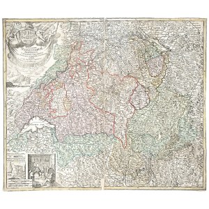 SZWAJCARIA. Mapa Szwajcarii; wyd. Johann Baptista Homann, Norymberga, po 1715; miedz. kolor., zdublo ...