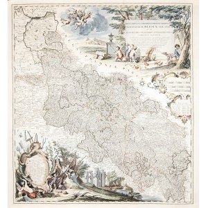 ŚLĄSK. Mapa Śląska; oprac. Johann Wolfgang Wieland i Matthäus Schubart, ryt. Johannes Condet i J. Pu ...
