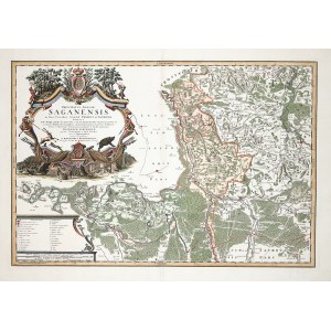 ŻAGAŃ. Mapa Księstwa Żagańskiego; oprac. Johann Wolfgang Wieland i Matthäus Schubarth, pochodzi z: A ...