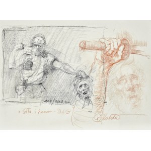 Dariusz Kaleta Dariuss (Ur. 1960), Szkice luźne żołnierza uderzającego pięścią w głowę, ręki trzymającej miecz oraz głowy starca