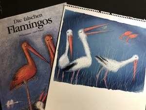 Józef Wilkoń,ilustracja do książki Flamingos