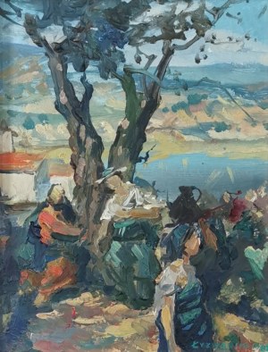 Antoni ŁYŻWAŃSKI (1904-1972), Motyw śródziemnomorski z postaciami, 1968