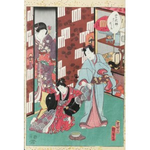 Utagawa KUNISADA II (1823-1880), Agemaki z cyklu: Murasaki Shikibu Genji karuta, 1857