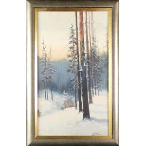 J. SKOWROŃSKI XIX/XX w., Zima w lesie, pocz. XX w.