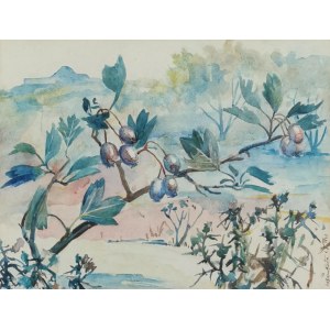 Kazimierz PUCHAŁA (1895-1986), Motif of a hawthorn branch with Kosciuszko Mound in the background, 1943