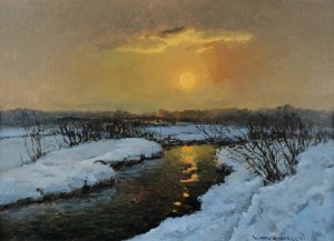 Wiktor KORECKI (1890-1980), Zachód słońca z rzeką